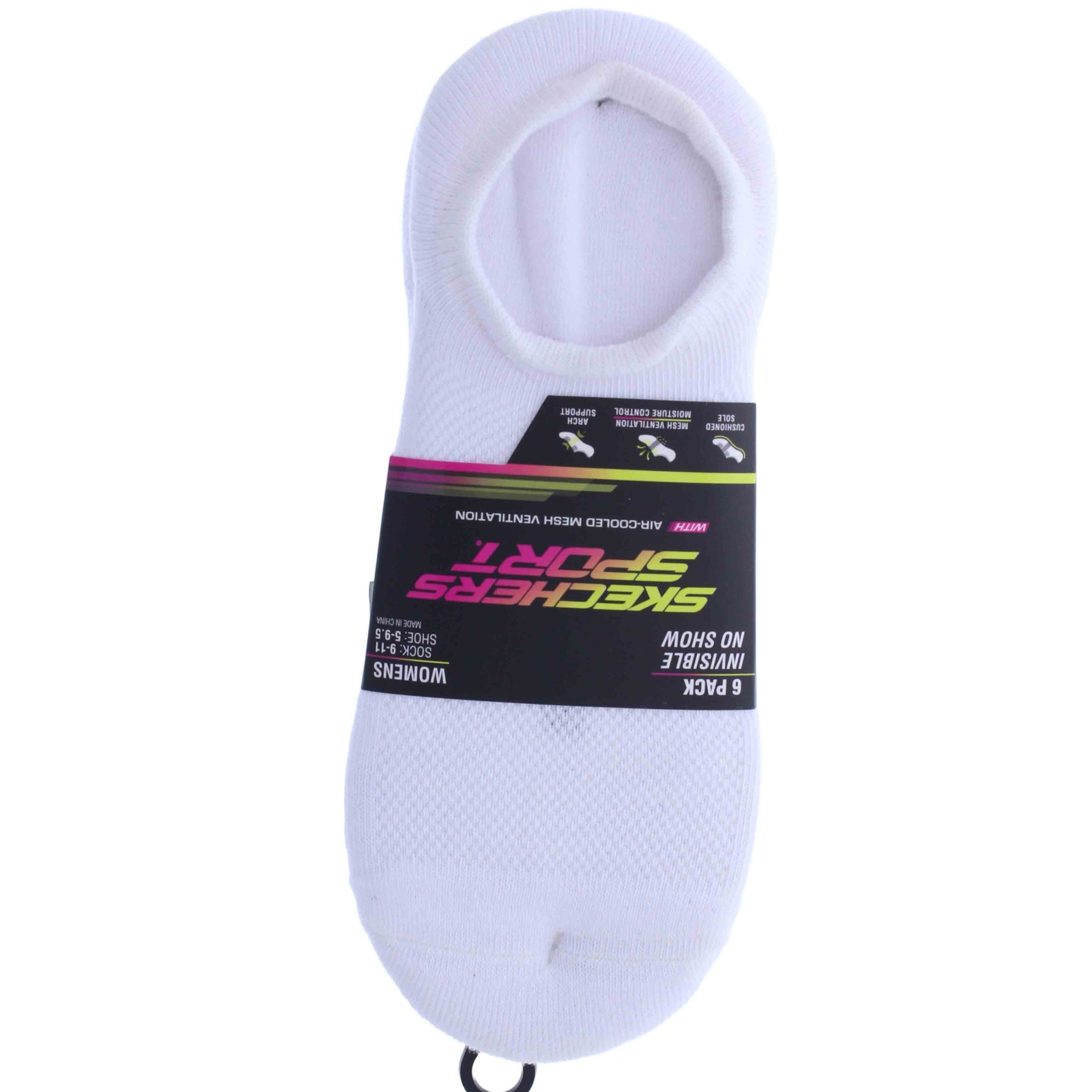 6PK WOMENS 1/2 TERRY INVISIBLE NO SHOW